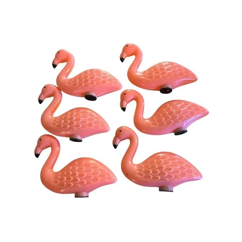 Vintage plastic flamingos for yard or patio set of 6